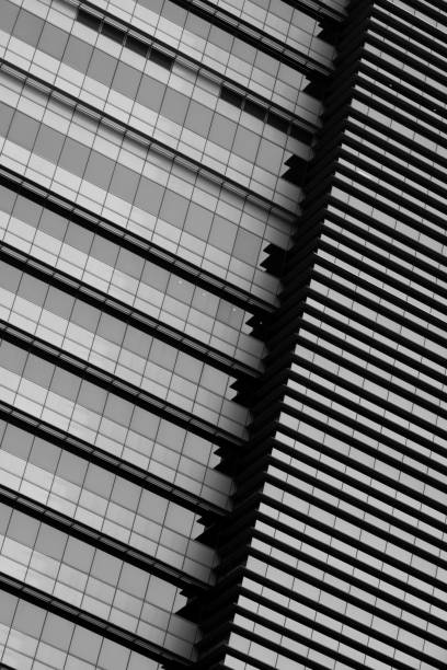 Abstract black and white image of a modern building