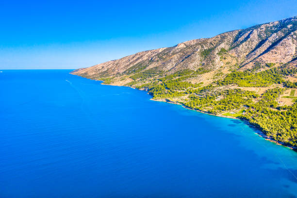 Landscape of Island Brac, southern side, Mediterranean scenery.