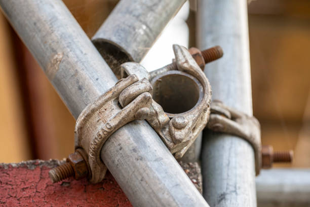 Scaffolding on the outside of a house
