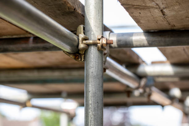Scaffolding on the outside of a house