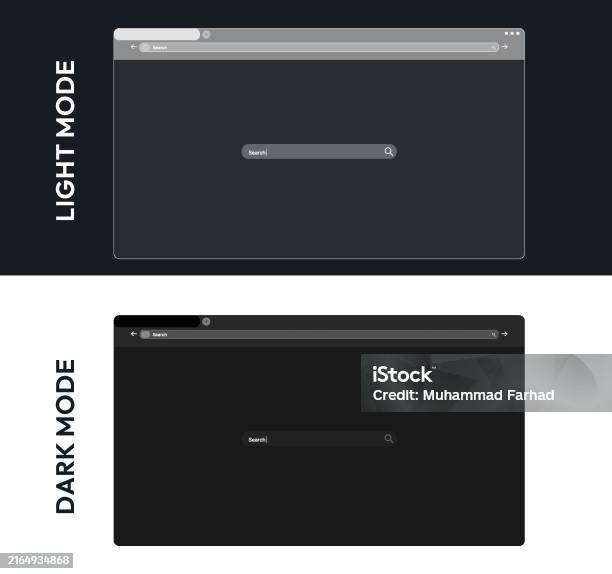 Browser User Interface In Light Mode And Dark Mode Web Design Editable ...