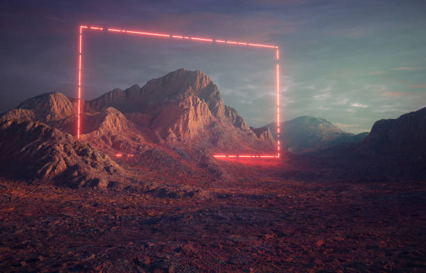 Abstract landscape with neon lights.