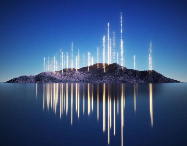 Abstract landscape with neon lights.