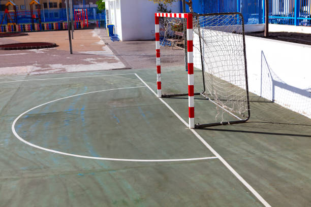 istock Soccer goal on court 2164946752