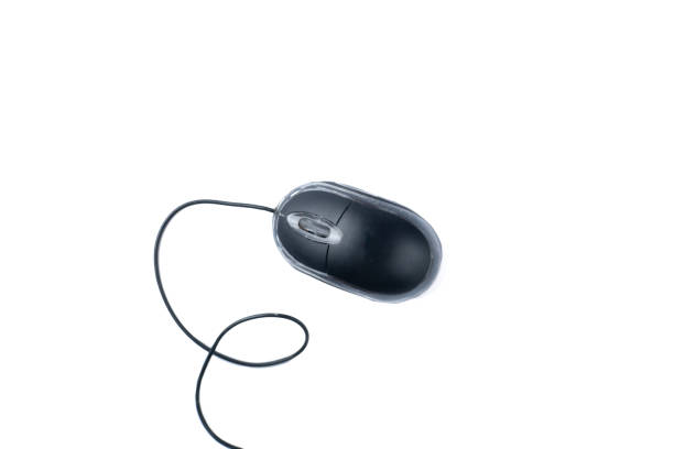 istock Black computer mouse on white background, isolated photo 2164960336