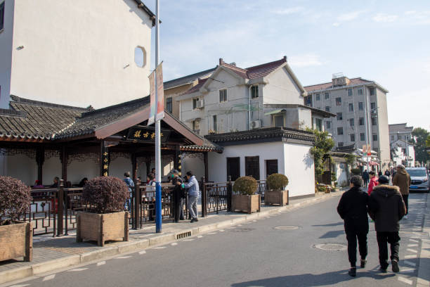 Shanghai, China- 3 Dec, 2023: Xinchang Ancient Town in Shanghai. Xinchang Ancient Town is a small water town with more than 800 years history.