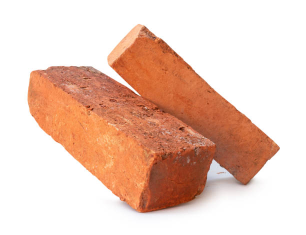 istock Side view of old red or orange bricks in stack isolated on white background with clipping path 2164970958