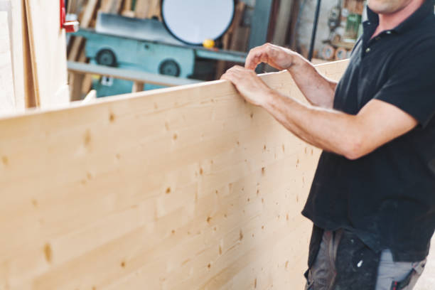 Carpenter working with wood in his workshop