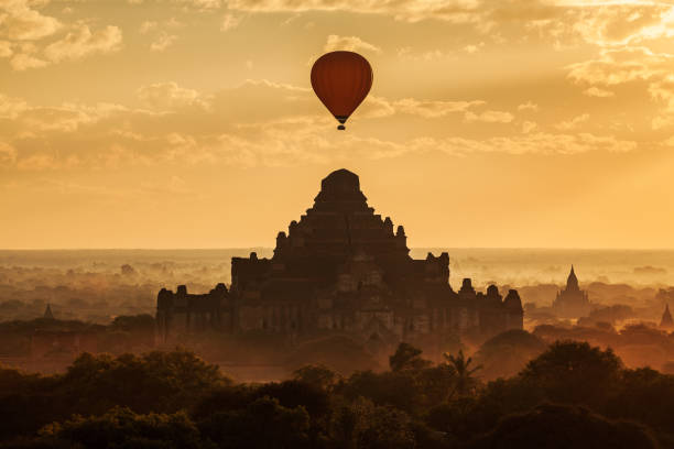 istock Silhouette Balloon over Dhammayangyi temple at sunrise,  Bagan, Myanmar 2164979188