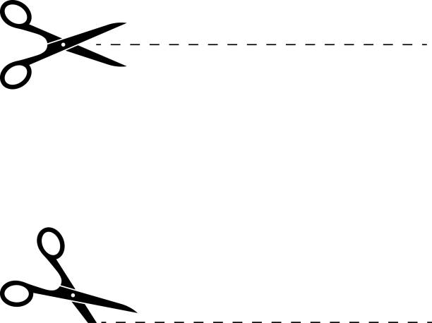 istock Scissors with cut dotted line vector illustration. Cut coupon. Snip ribbon. Black scissors isolated on white background. 2164979316