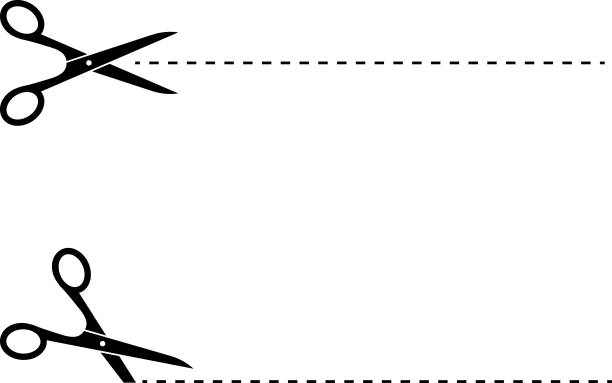 istock Scissors with cut dotted line vector illustration. Cut coupon. Snip ribbon. Black scissors isolated on white background. 2164979441