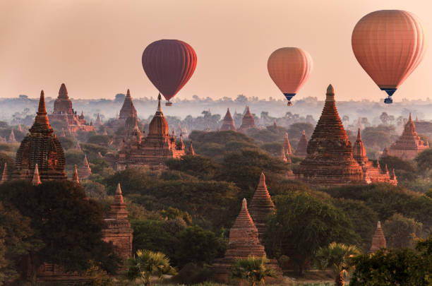 istock Balloon over plain of Bagan in misty morning, Myanmar 2164980092