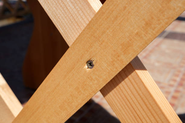 wooden slats fastened with self-tapping screw