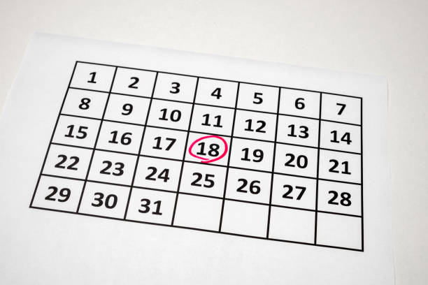 red circle check calendar 18th of the month dates