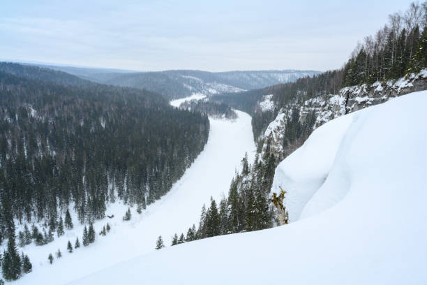 istock Ural River Usva. Winter landscape, snow rocks, hike. Magical winter forest. 2164987775
