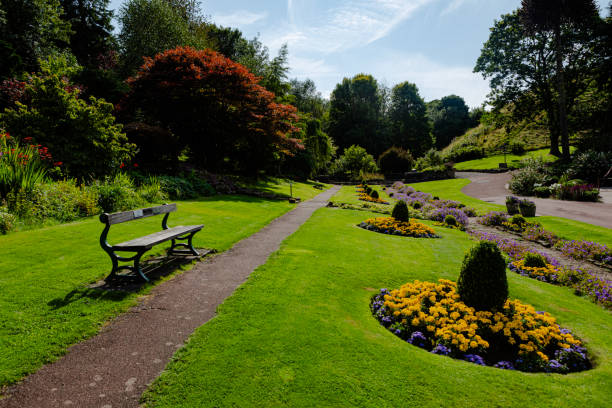 Carlisle Park in Morpeth in summer on a beautiful sunny day