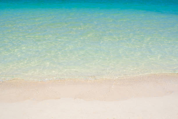 beautiful blue beach and sea calm relaxed wave on shore close-up copy space