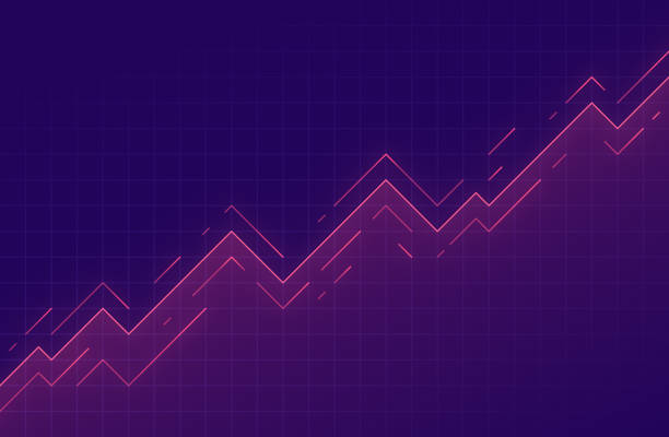 finance, obchod, ekonomika a statistika námořnické modré a růžové pozadí. koncept pohybu a růstu. - příjem stock ilustrace