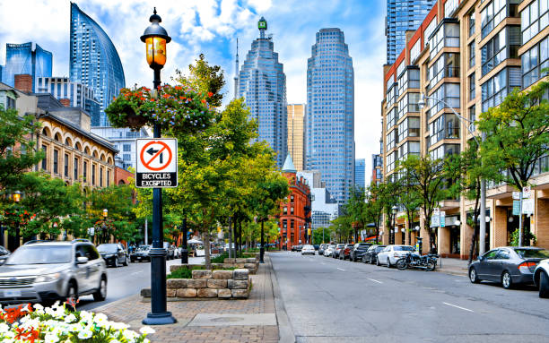 Toronto Front Street with Gooderham Building in the historic St.Lawrence district