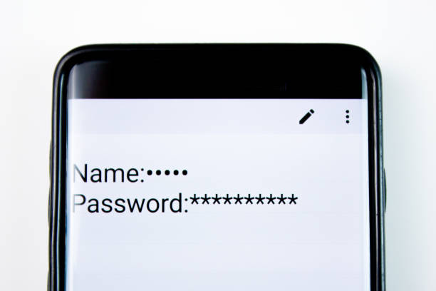 istock Name and password on a smartphone on a white isolated background. Password and username on smartphone,concept. 2165014119