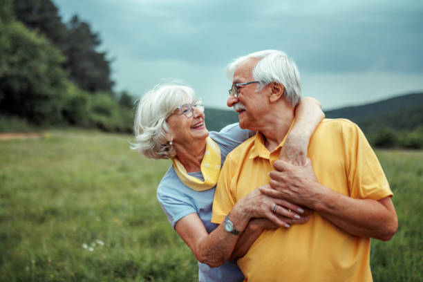 istock Affectionate senior couple bonding in nature 2165018406