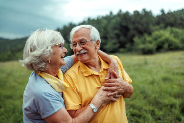 istock Affectionate senior couple bonding in nature 2165018408