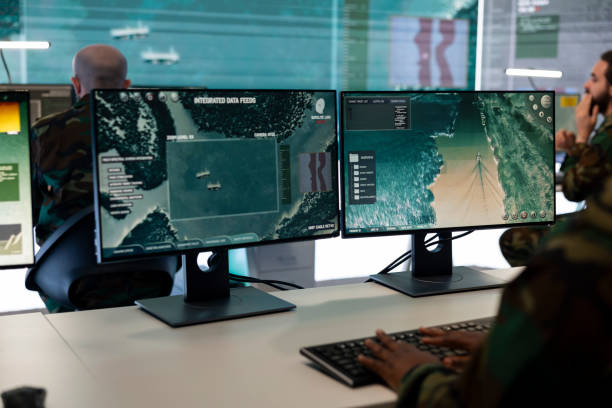 istock Army personnel operating on CCTV radar system for mission reconnaissance 2165022669