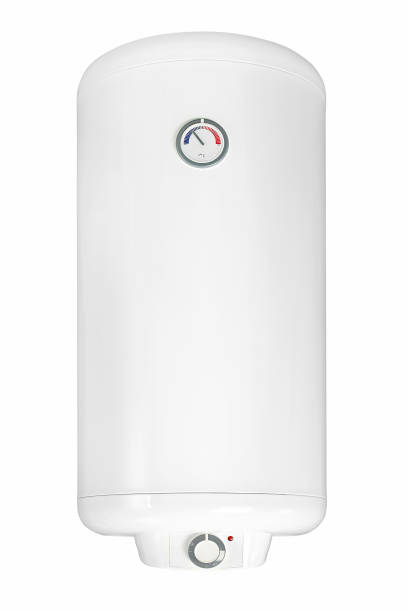 istock Big modern tanked combination boiler. Large regular household budget water heater. Common electric storage tank water heater. Conventional Energy-efficient home heating system on white background 2165022719