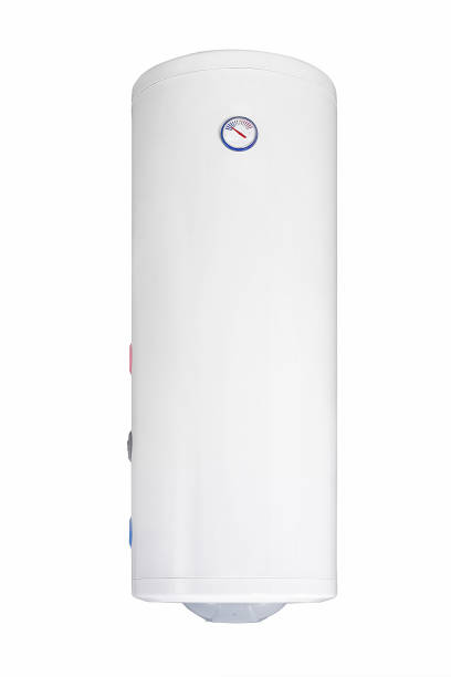 istock Big modern tanked combination boiler. Large regular household budget water heater. Common electric storage tank water heater. Conventional Energy-efficient home heating system on white background 2165022785