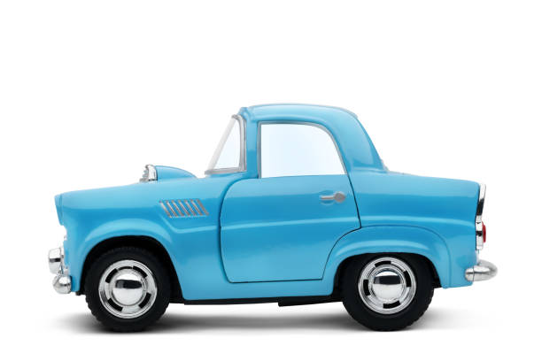 istock Left Side View of Blue Toy Car on White Background 2165023554