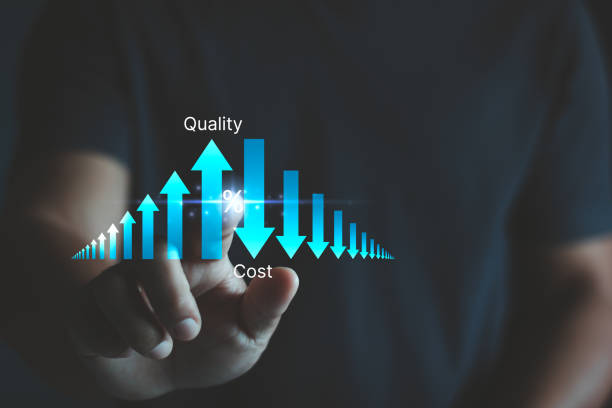 istock Cost and Quality control, business strategy and project management technology concept. Businessman working on digital tablet with quality control growth graph and cost reduction, effective business. 2165024341