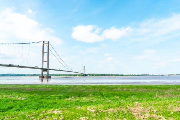 Humber Bridge crossing River Humber, England, UK