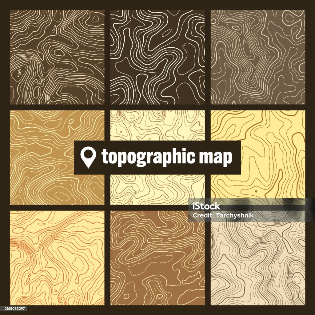 Topographical Atlas Map Color Ramp Colorful Topographic Map With Contour Lines Geographic Terrain Grid ...