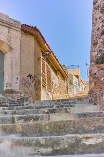 An old abandoned building in Chania, Crete, Greece.  Useful as background.