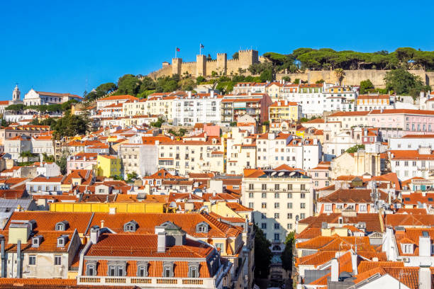 istock View to Lisbon castle from Carmo Convent 2165040450