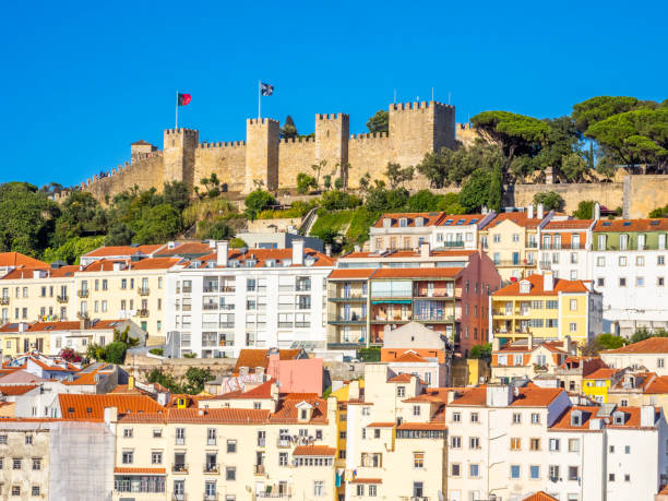 istock View to Lisbon castle from Carmo Convent 2165040452