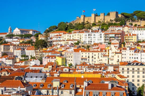 istock View to Lisbon castle from Carmo Convent 2165040455