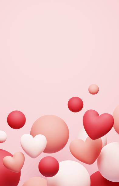 istock Background image of hearts and color balls 2165040980