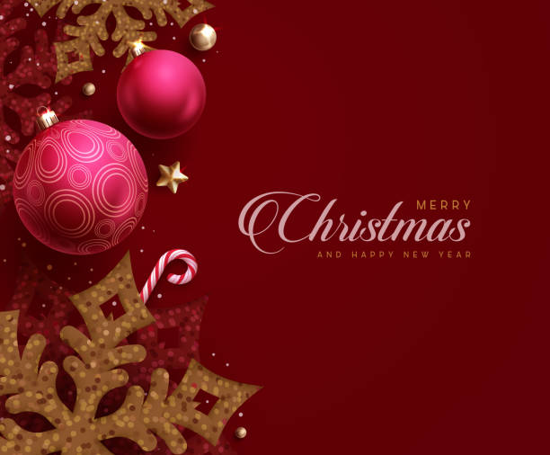 istock Merry christmas greeting card vector template design. Christmas and  happy new year greeting text with glitters gold snowflakes 2165042697