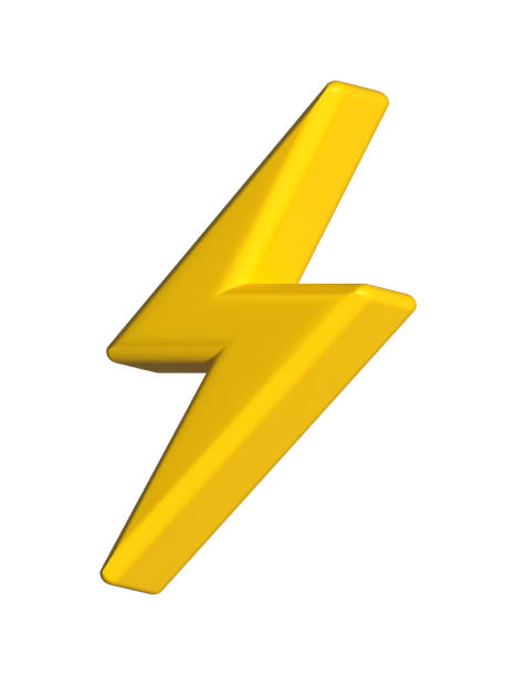 istock thunder bolt 3d, lightning shape, thunder icon, emoji bolt for message social 2165043919