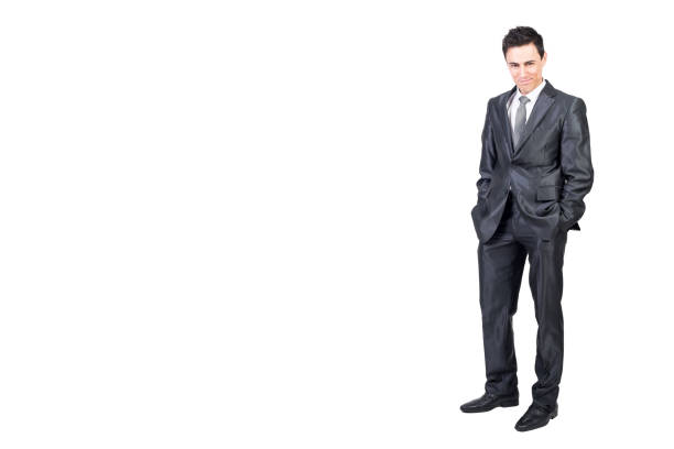 istock Tempting man in elegant suit. White background. 2165047271
