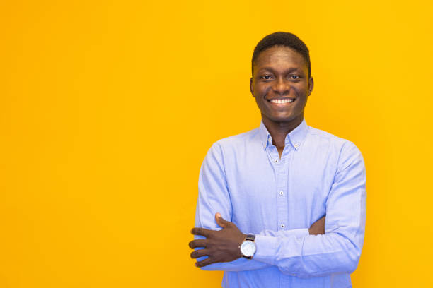 istock Young man on the yellow background 2165050532