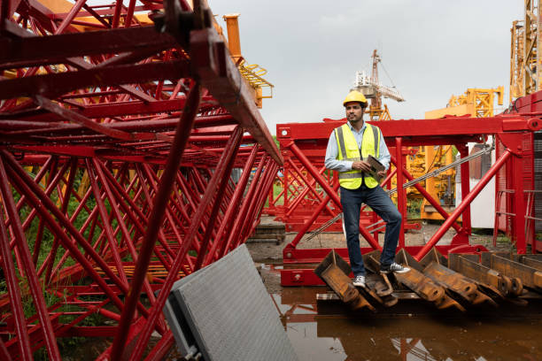 istock Asia India engineer worker use tablet computer working with crane spare part background 2165051670