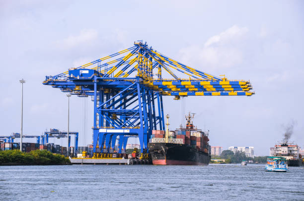 istock Cranes at a sea port 2165054386