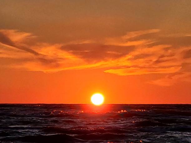 istock Dramatic Orange coloures sunset over tge Baltic sea 2165056552