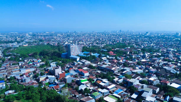 istock Aerial view, busy Makassar City 2165056835