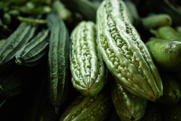 Bitter melon, balsam pear, bitter cucumber for sale in the market