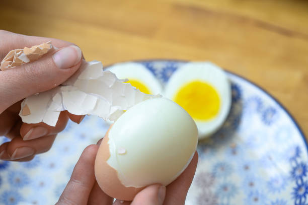 istock Breakfast time hard-boiled eggs on a plate tasty nutritious breakfast, cholesterol 2165060112