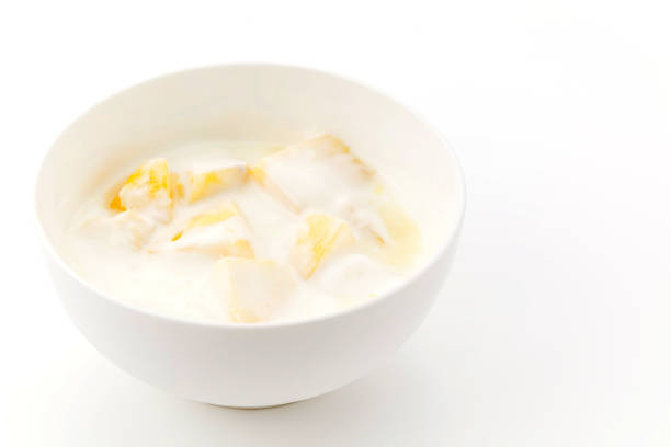 Focus on cut-into-half pineapple fruit
