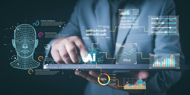 istock Data science of a human head overlaid with digital data and network symbols indicating artificial intelligence, digital technology, Big data analysed with AI technology for business analytics. 2165062419